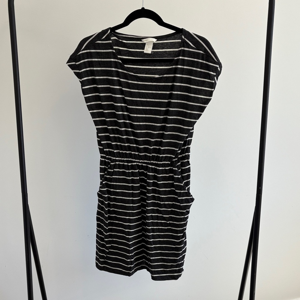 H&M Black and White Striped Mini Dress